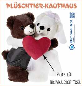 Hochzeit Plüschtier, Hochzeit Stofftier, Hochzeit Kuscheltier, Hochzeit Teddybär, Hochzeit Teddy, Bärenpaar Hochzeit Bär + Bärin mit Herz