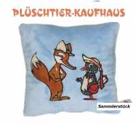Herr Fuchs und Frau Elster als Kissen aus sehr weichem Pl&uuml;sch